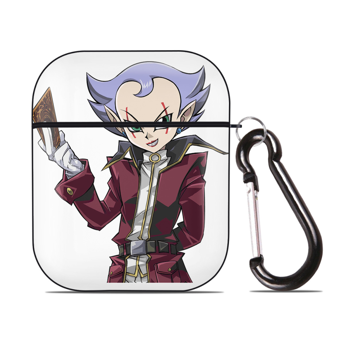 （画像用） 遊☆戯☆王 Yu-Gi-Oh! AirPods 第2世代保護ケース ハードシェル ブラック 耐衝撃・防指紋・カラビナ付き