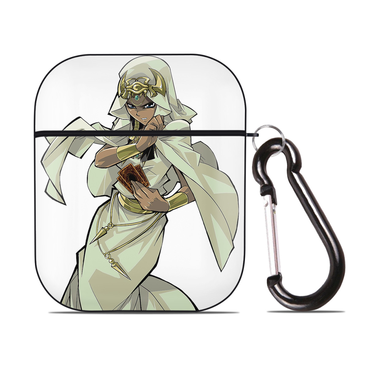 （画像用） 遊☆戯☆王 Yu-Gi-Oh! AirPods 第2世代保護ケース ハードシェル ブラック 耐衝撃・防指紋・カラビナ付き