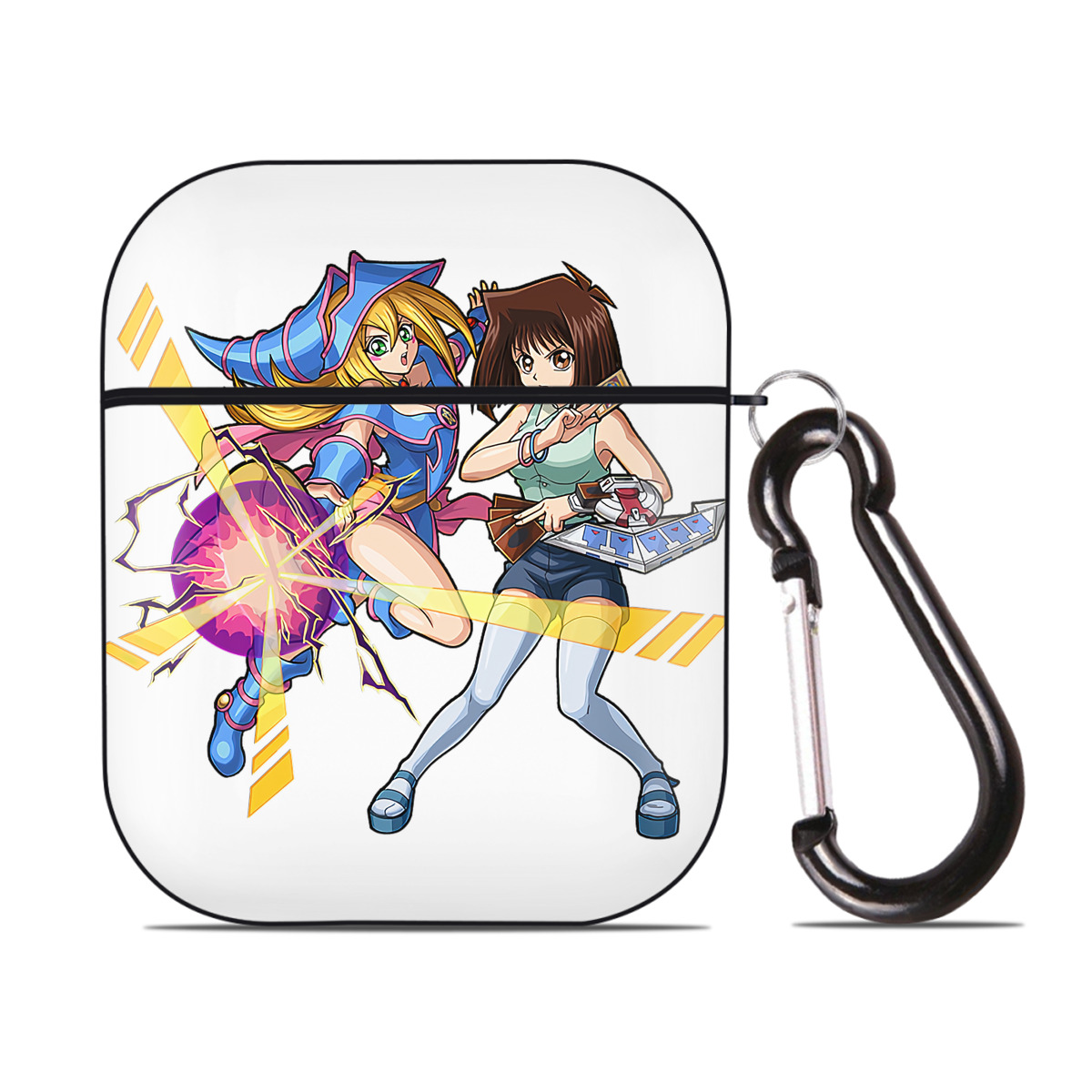 （画像用） 遊☆戯☆王 Yu-Gi-Oh! AirPods 第2世代保護ケース ハードシェル ブラック 耐衝撃・防指紋・カラビナ付き