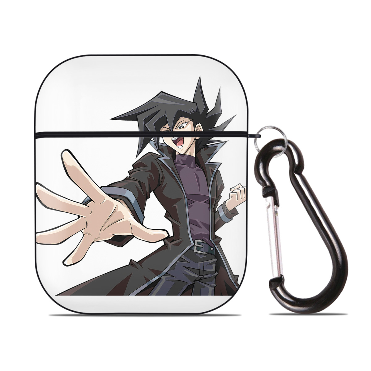 （画像用） 遊☆戯☆王 Yu-Gi-Oh! AirPods 第2世代保護ケース ハードシェル ブラック 耐衝撃・防指紋・カラビナ付き