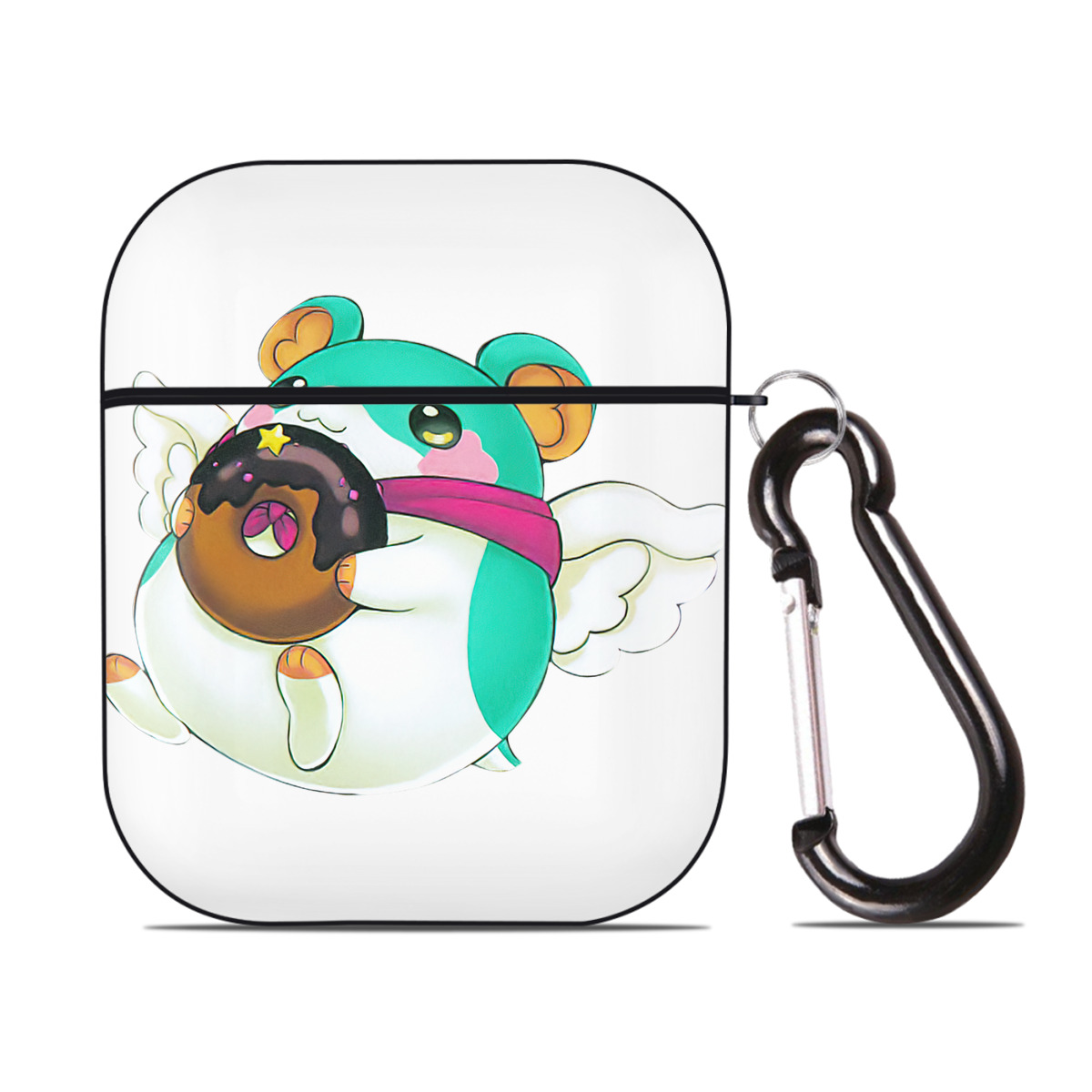 （画像用） 遊☆戯☆王 Yu-Gi-Oh! AirPods 第2世代保護ケース ハードシェル ブラック 耐衝撃・防指紋・カラビナ付き
