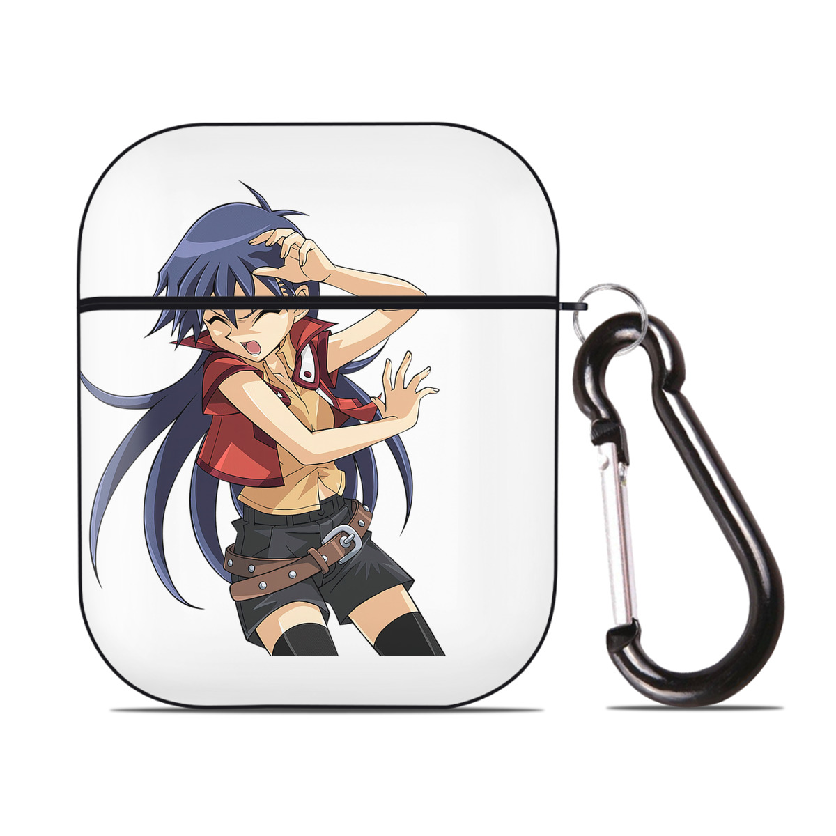 （画像用） 遊☆戯☆王 Yu-Gi-Oh! AirPods 第2世代保護ケース ハードシェル ブラック 耐衝撃・防指紋・カラビナ付き