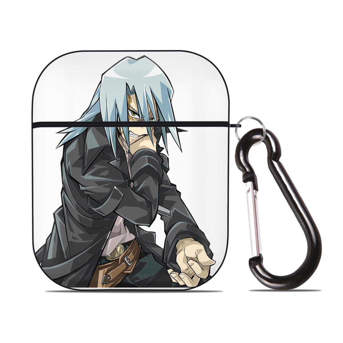 （画像用） 遊☆戯☆王 Yu-Gi-Oh! AirPods 第2世代保護ケース ハードシェル ブラック 耐衝撃・防指紋・カラビナ付き