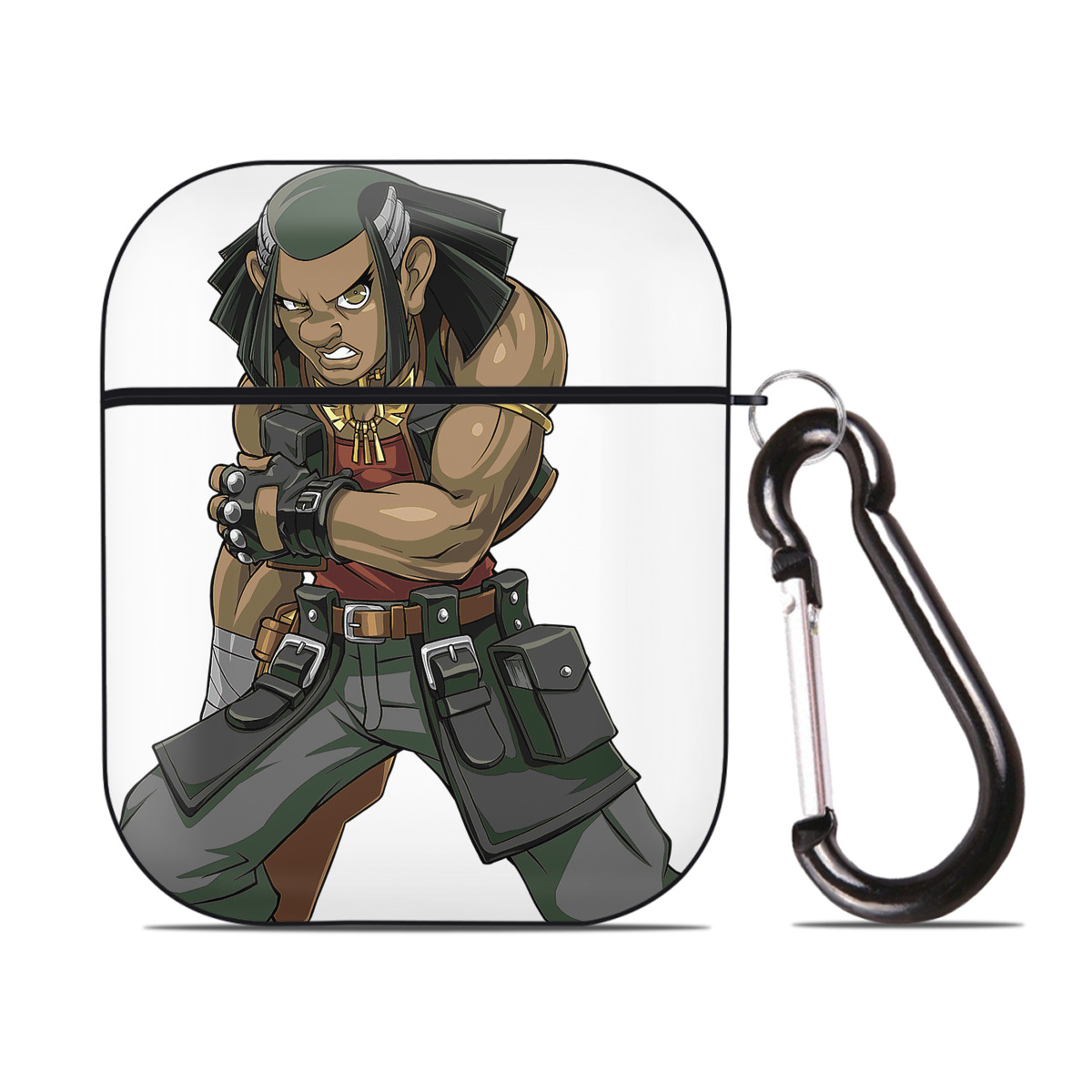 （画像用） 遊☆戯☆王 Yu-Gi-Oh! AirPods 第2世代保護ケース ハードシェル ブラック 耐衝撃・防指紋・カラビナ付き