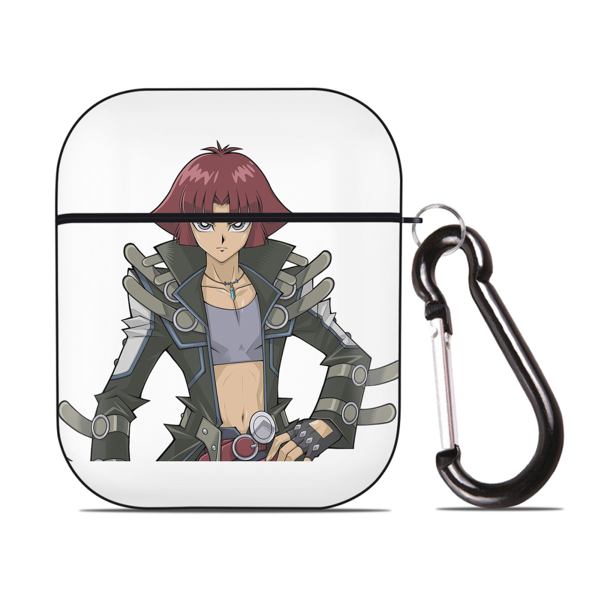 （画像用） 遊☆戯☆王 Yu-Gi-Oh! AirPods 第2世代保護ケース ハードシェル ブラック 耐衝撃・防指紋・カラビナ付き