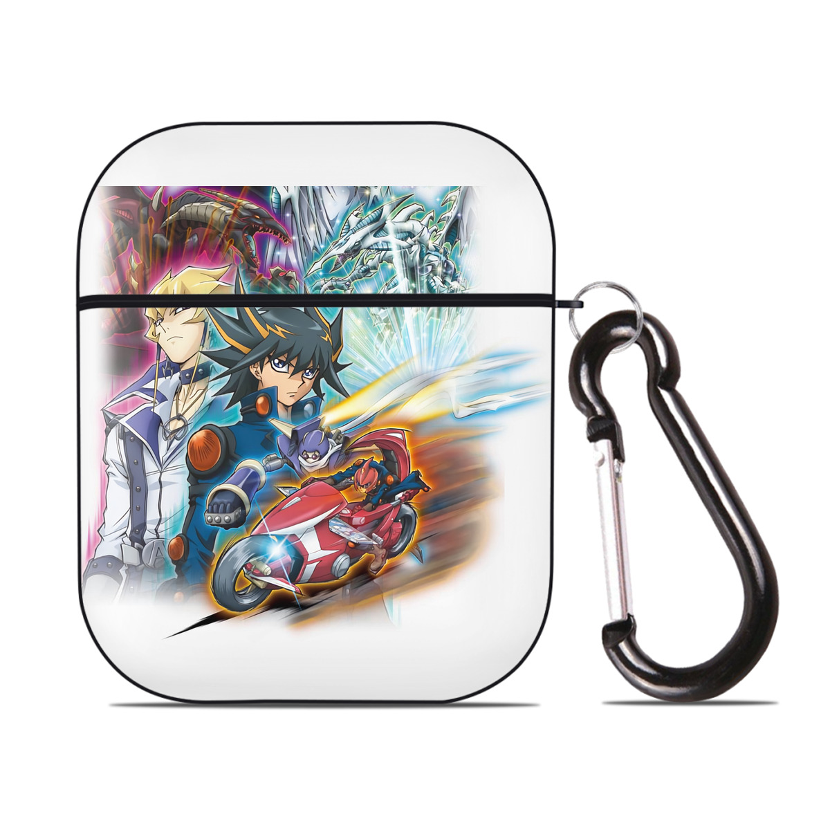 （画像用） 遊☆戯☆王 Yu-Gi-Oh! AirPods 第2世代保護ケース ハードシェル ブラック 耐衝撃・防指紋・カラビナ付き