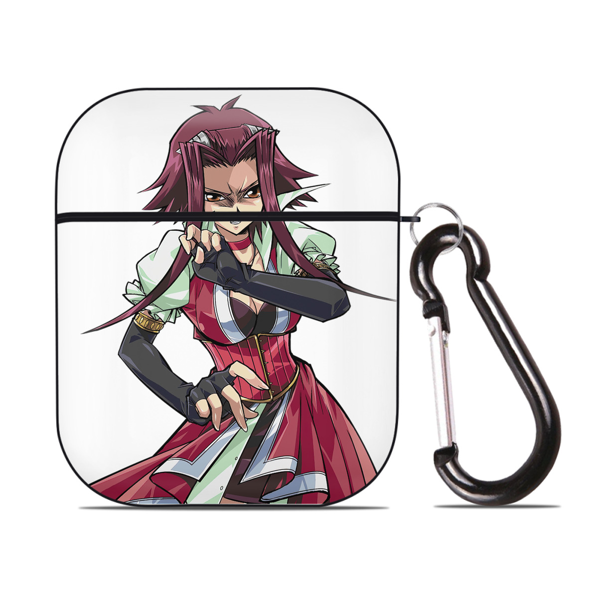 （画像用） 遊☆戯☆王 Yu-Gi-Oh! AirPods 第2世代保護ケース ハードシェル ブラック 耐衝撃・防指紋・カラビナ付き