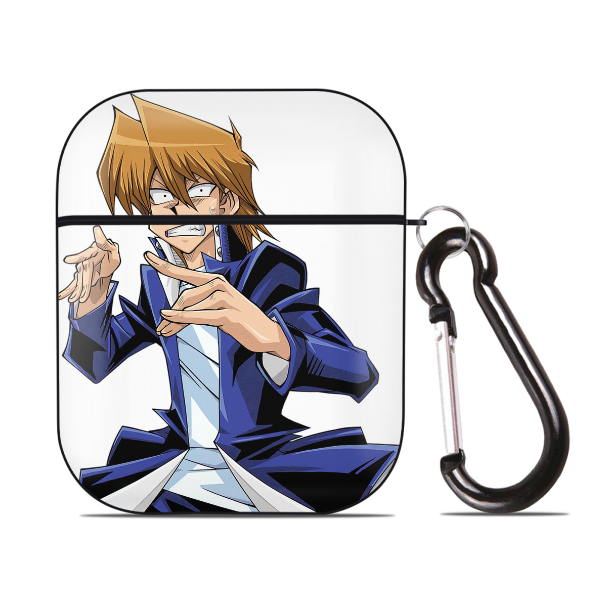 （画像用） 遊☆戯☆王 Yu-Gi-Oh! AirPods 第2世代保護ケース ハードシェル ブラック 耐衝撃・防指紋・カラビナ付き