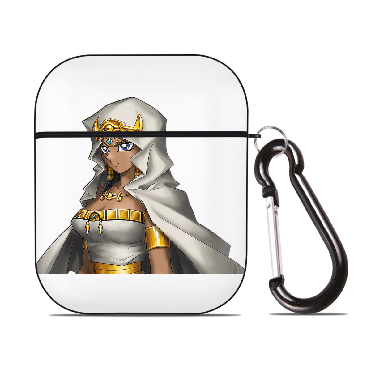 （画像用） 遊☆戯☆王 Yu-Gi-Oh! AirPods 第2世代保護ケース ハードシェル ブラック 耐衝撃・防指紋・カラビナ付き