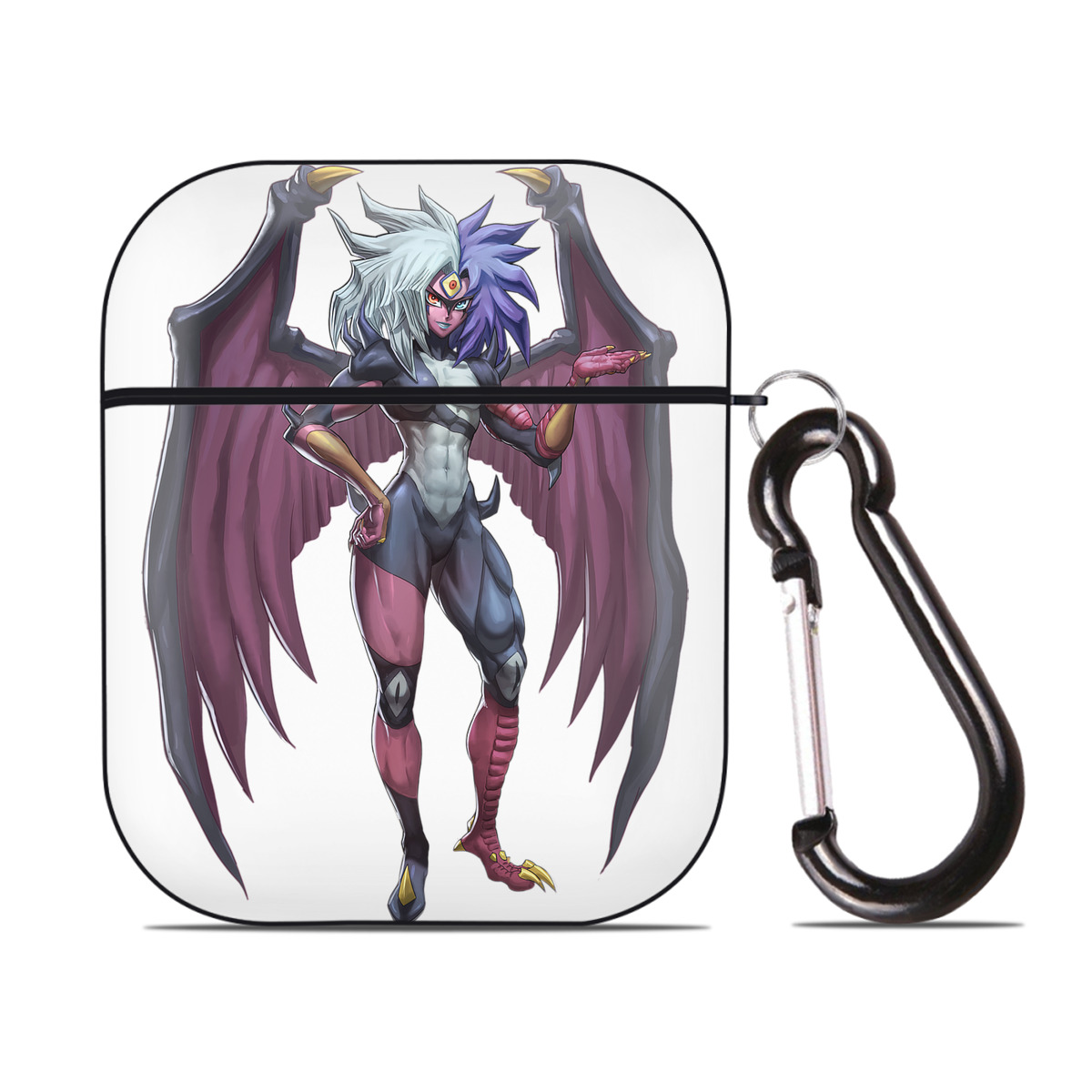 （画像用） 遊☆戯☆王 Yu-Gi-Oh! AirPods 第2世代保護ケース ハードシェル ブラック 耐衝撃・防指紋・カラビナ付き