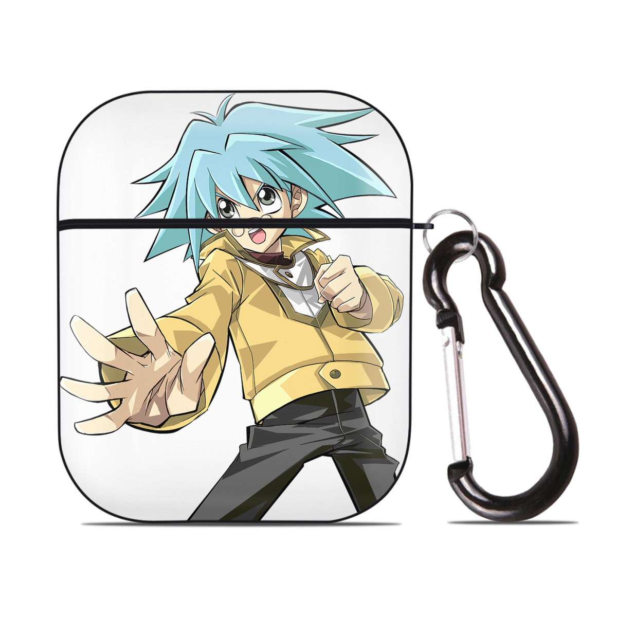 （画像用） 遊☆戯☆王 Yu-Gi-Oh! AirPods 第2世代保護ケース ハードシェル ブラック 耐衝撃・防指紋・カラビナ付き