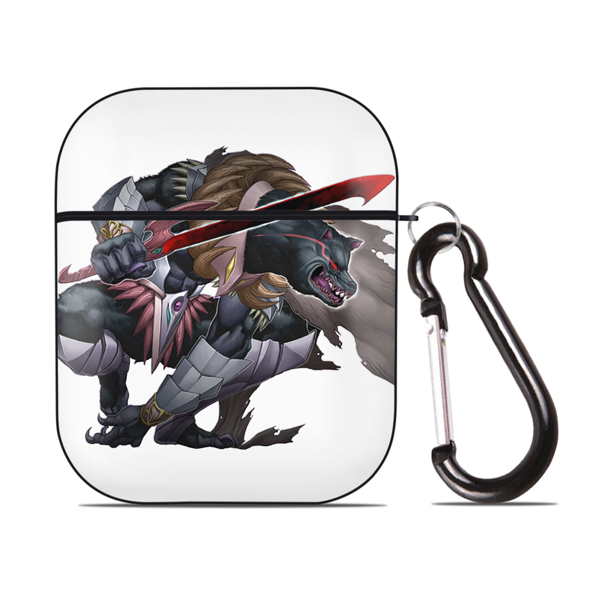 （画像用） 遊☆戯☆王 Yu-Gi-Oh! AirPods 第2世代保護ケース ハードシェル ブラック 耐衝撃・防指紋・カラビナ付き