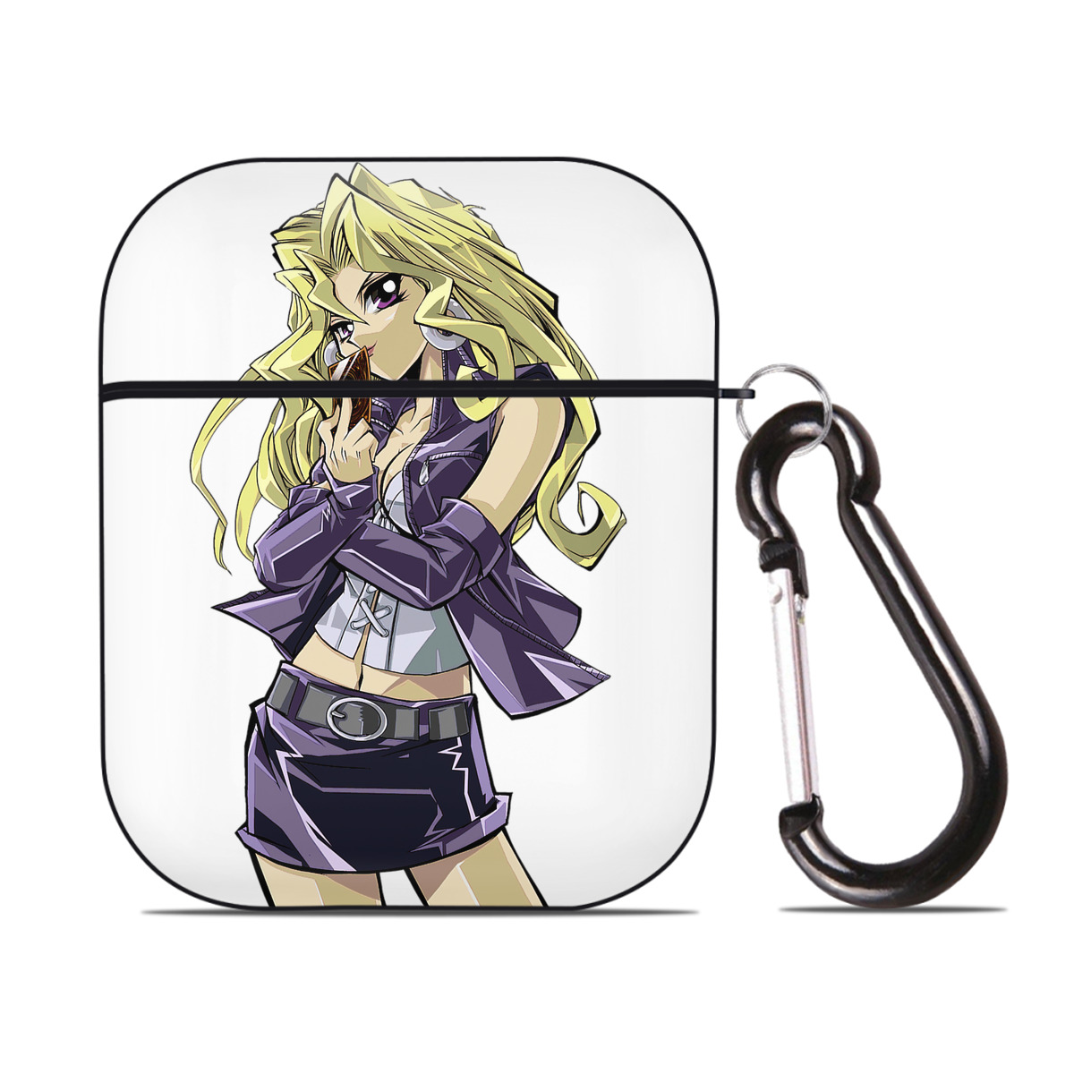 （画像用） 遊☆戯☆王 Yu-Gi-Oh! AirPods 第2世代保護ケース ハードシェル ブラック 耐衝撃・防指紋・カラビナ付き