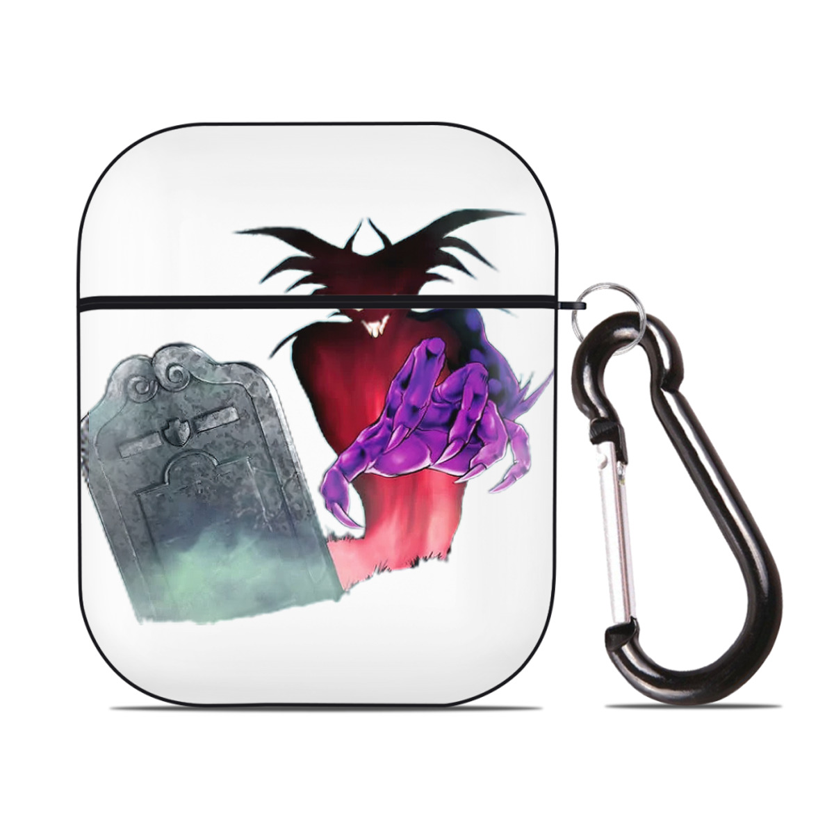 （画像用） 遊☆戯☆王 Yu-Gi-Oh! AirPods 第2世代保護ケース ハードシェル ブラック 耐衝撃・防指紋・カラビナ付き