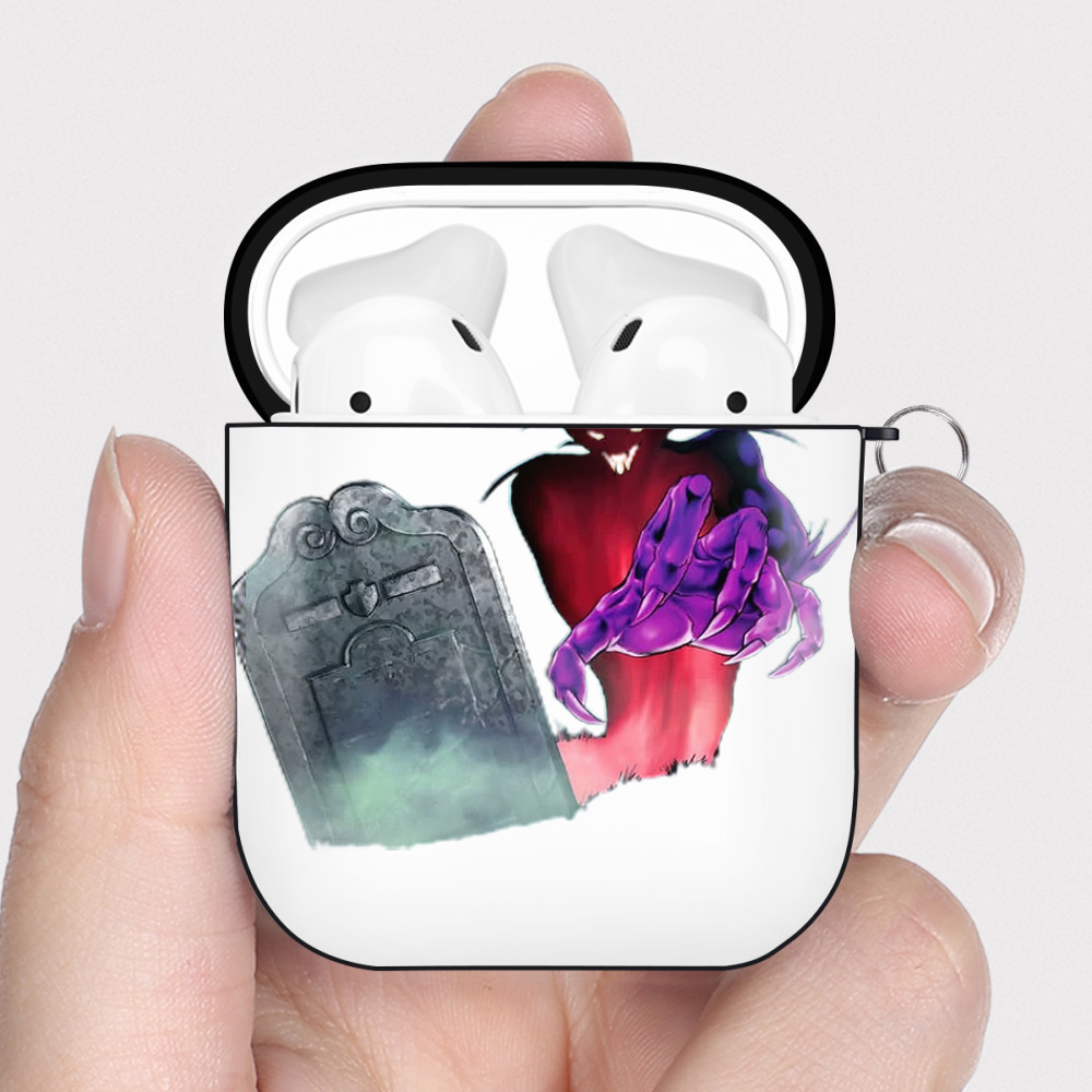 （画像用） 遊☆戯☆王 Yu-Gi-Oh! AirPods 第2世代保護ケース ハードシェル ブラック 耐衝撃・防指紋・カラビナ付き
