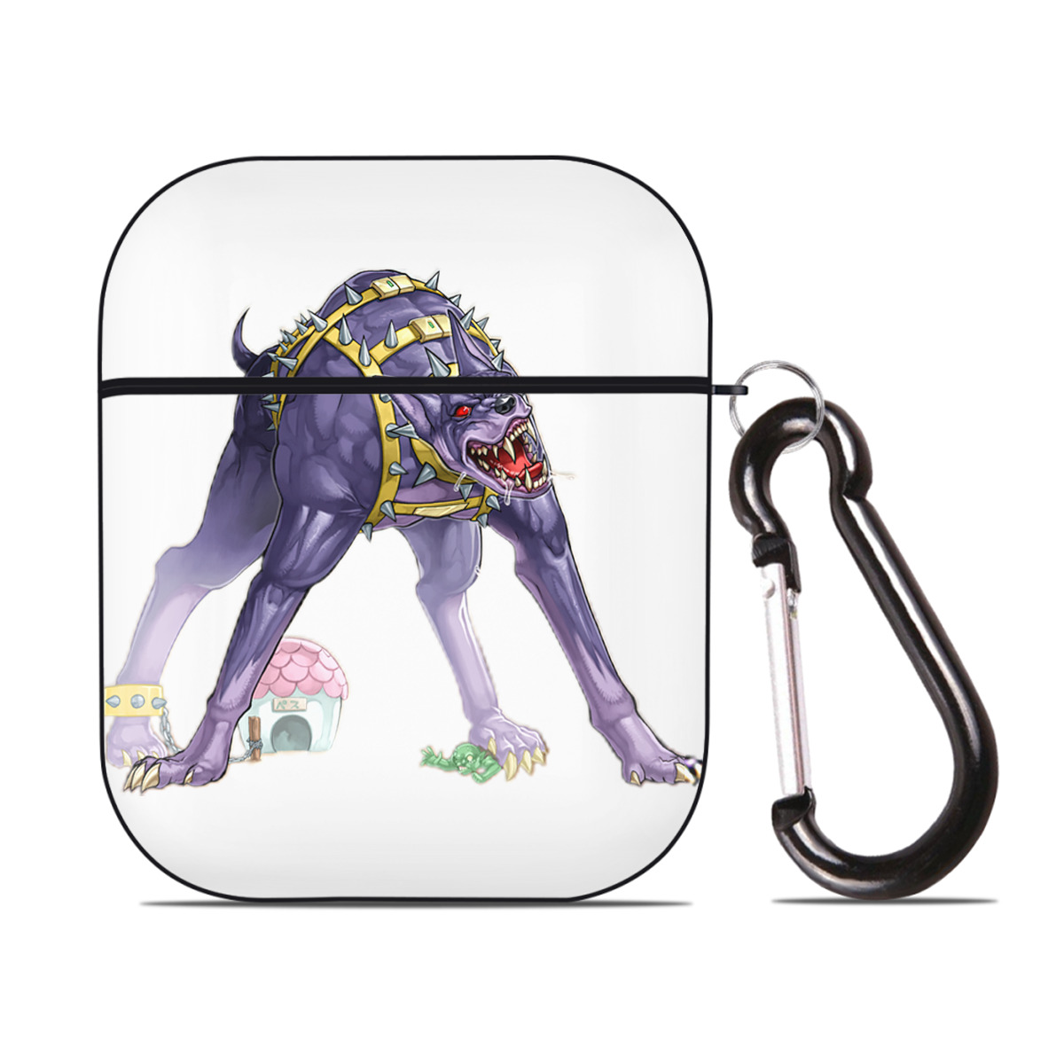 （画像用） 遊☆戯☆王 Yu-Gi-Oh! AirPods 第2世代保護ケース ハードシェル ブラック 耐衝撃・防指紋・カラビナ付き