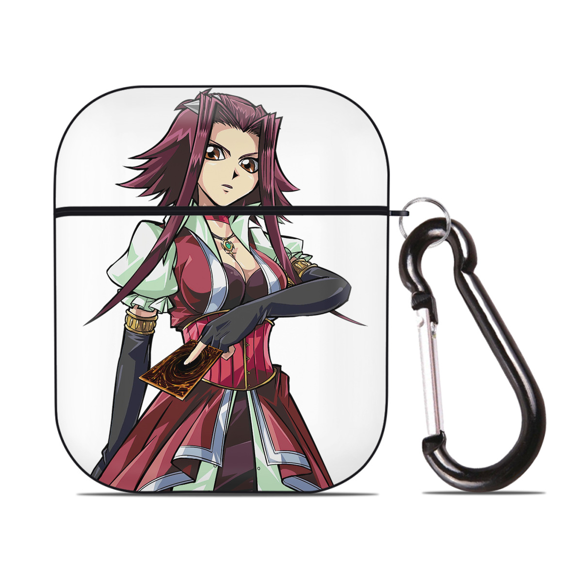 （画像用） 遊☆戯☆王 Yu-Gi-Oh! AirPods 第2世代保護ケース ハードシェル ブラック 耐衝撃・防指紋・カラビナ付き