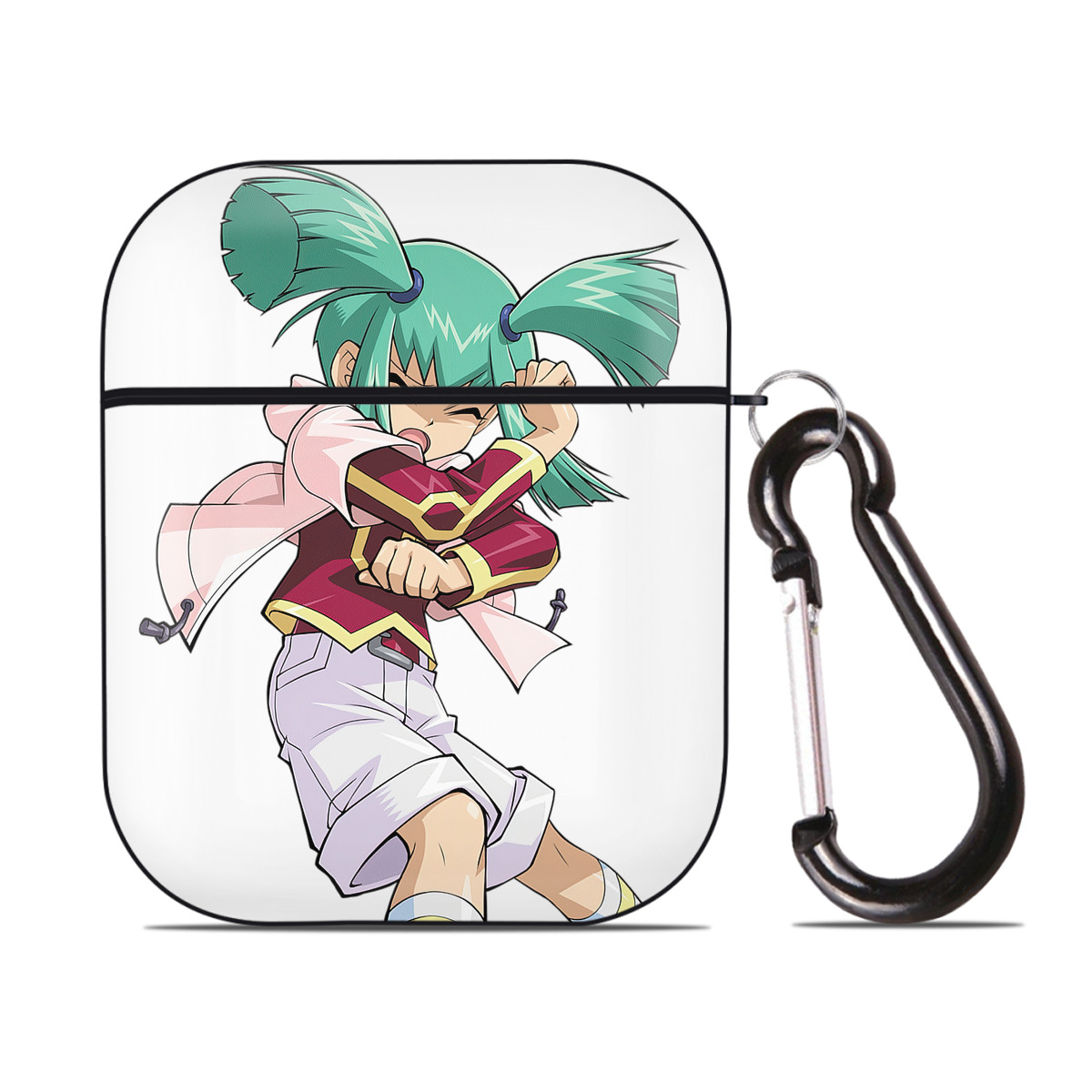 （画像用） 遊☆戯☆王 Yu-Gi-Oh! AirPods 第2世代保護ケース ハードシェル ブラック 耐衝撃・防指紋・カラビナ付き