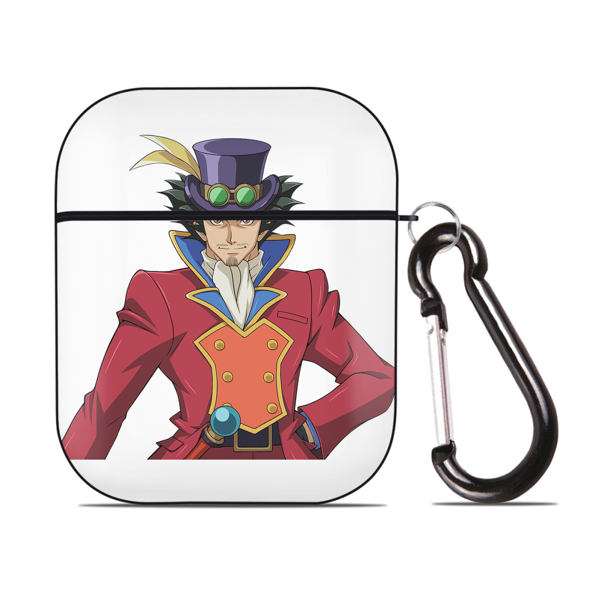 （画像用） 遊☆戯☆王 Yu-Gi-Oh! AirPods 第2世代保護ケース ハードシェル ブラック 耐衝撃・防指紋・カラビナ付き