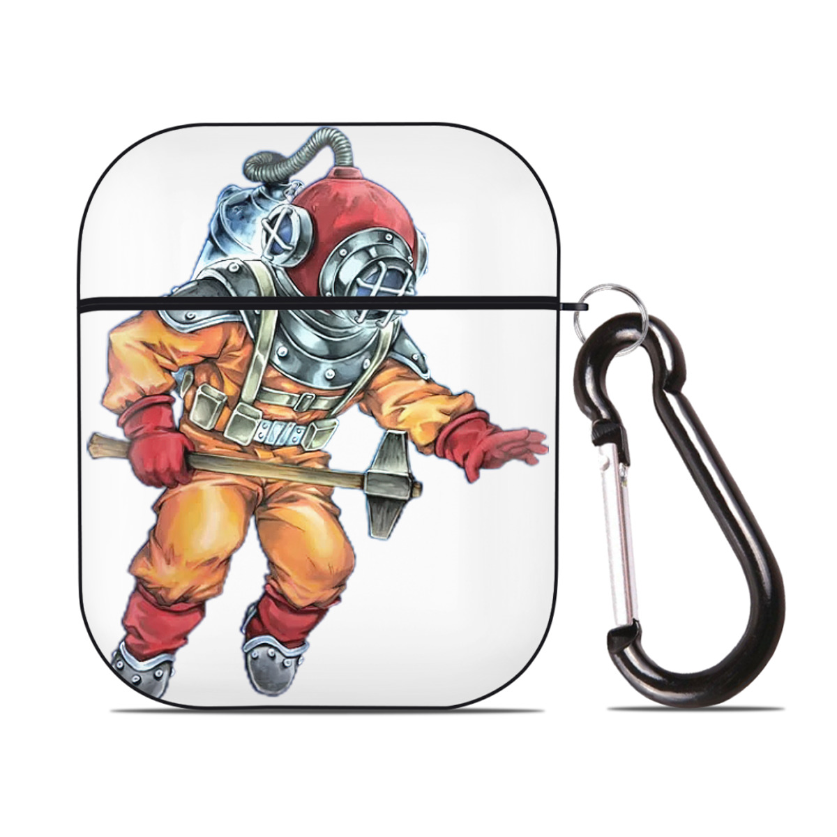 （画像用） 遊☆戯☆王 Yu-Gi-Oh! AirPods 第2世代保護ケース ハードシェル ブラック 耐衝撃・防指紋・カラビナ付き