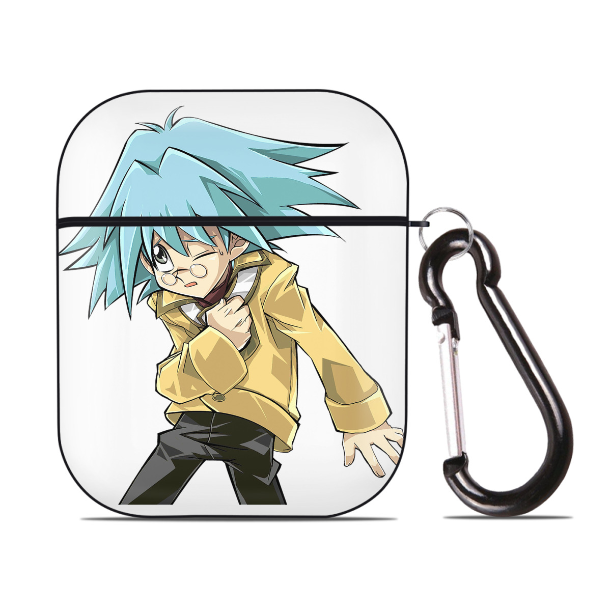 （画像用） 遊☆戯☆王 Yu-Gi-Oh! AirPods 第2世代保護ケース ハードシェル ブラック 耐衝撃・防指紋・カラビナ付き