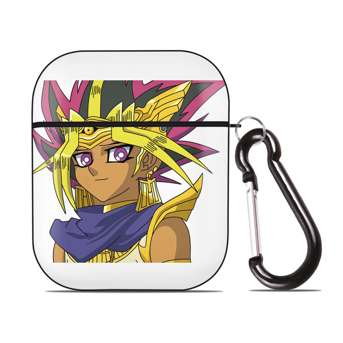 （画像用） 遊☆戯☆王 Yu-Gi-Oh! AirPods 第2世代保護ケース ハードシェル ブラック 耐衝撃・防指紋・カラビナ付き