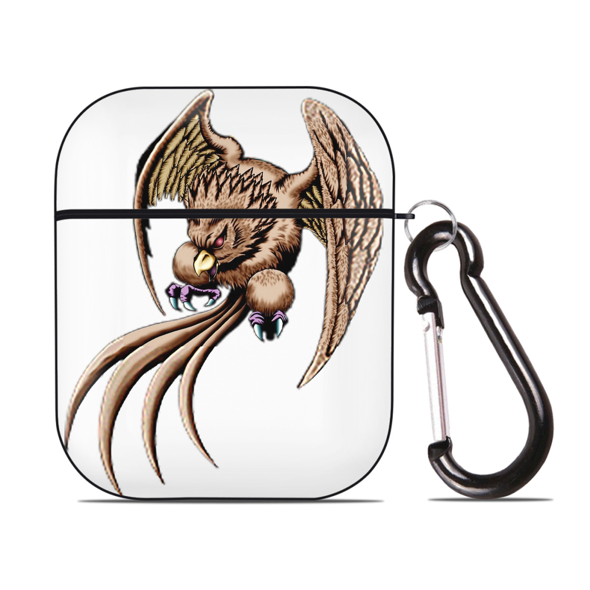 （画像用） 遊☆戯☆王 Yu-Gi-Oh! AirPods 第2世代保護ケース ハードシェル ブラック 耐衝撃・防指紋・カラビナ付き