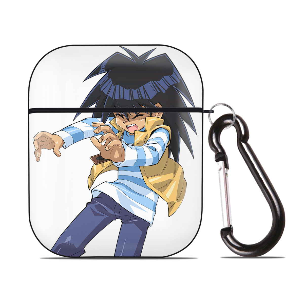 （画像用） 遊☆戯☆王 Yu-Gi-Oh! AirPods 第2世代保護ケース ハードシェル ブラック 耐衝撃・防指紋・カラビナ付き