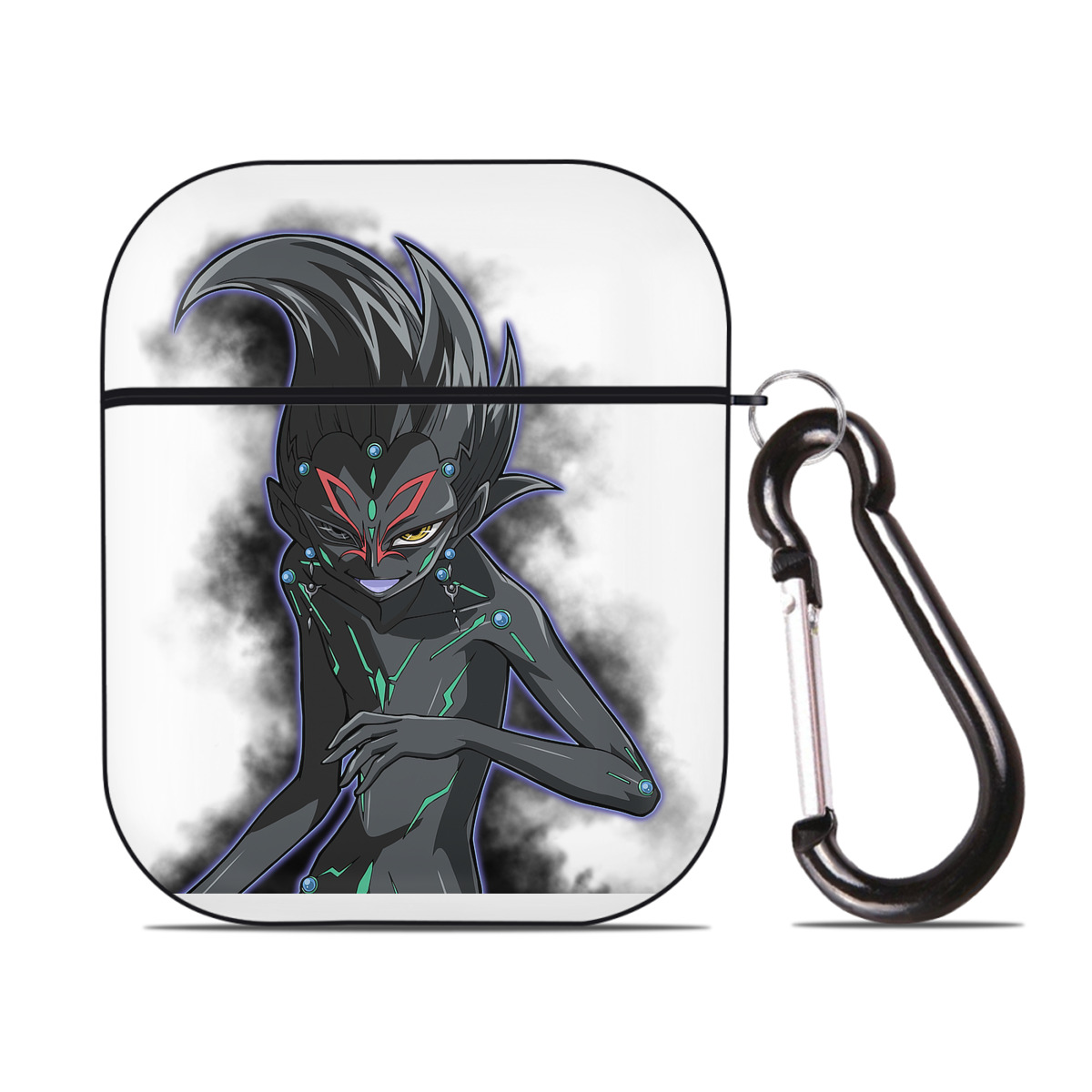 （画像用） 遊☆戯☆王 Yu-Gi-Oh! AirPods 第2世代保護ケース ハードシェル ブラック 耐衝撃・防指紋・カラビナ付き