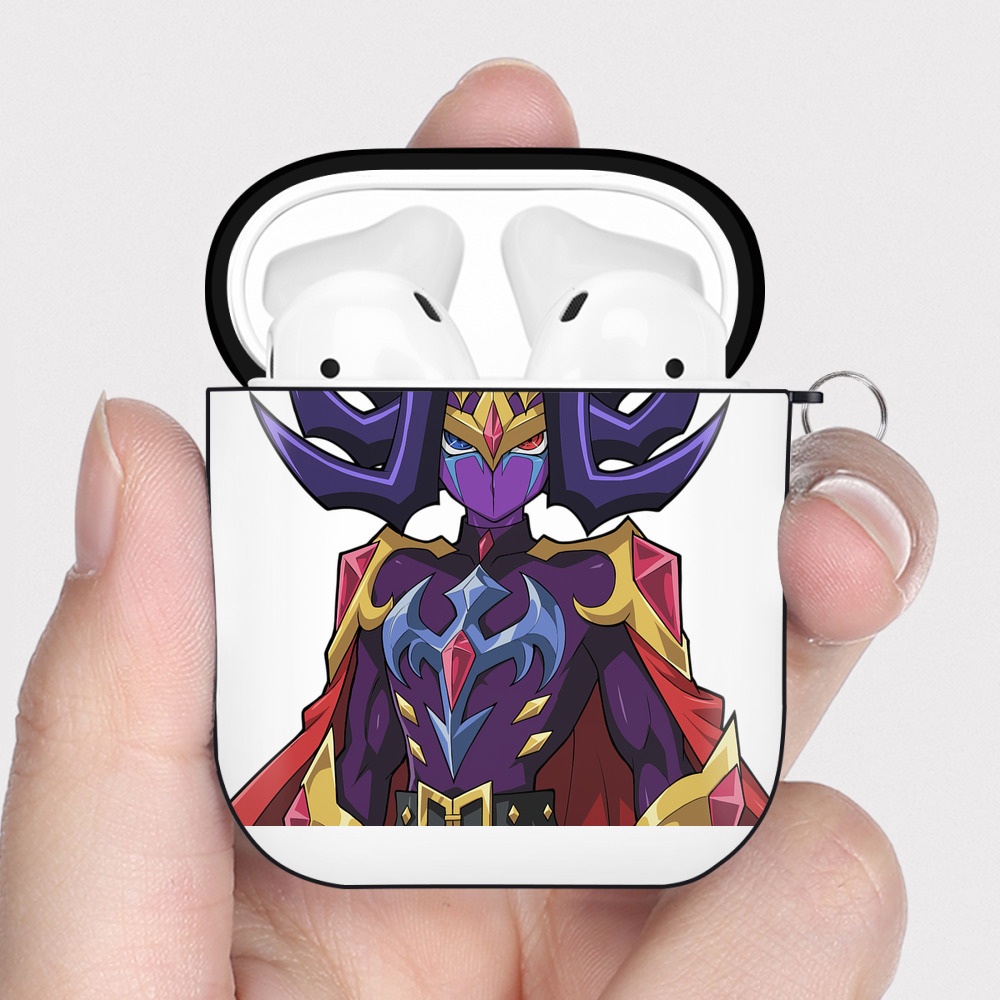 （画像用） 遊☆戯☆王 Yu-Gi-Oh! AirPods 第2世代保護ケース ハードシェル ブラック 耐衝撃・防指紋・カラビナ付き