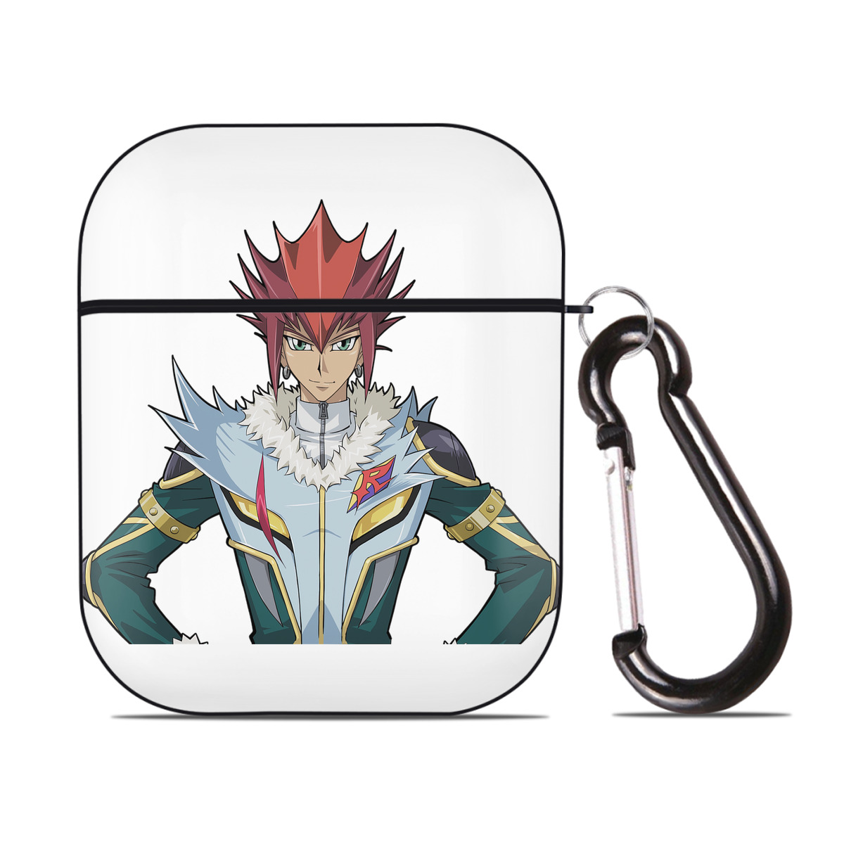 （画像用） 遊☆戯☆王 Yu-Gi-Oh! AirPods 第2世代保護ケース ハードシェル ブラック 耐衝撃・防指紋・カラビナ付き
