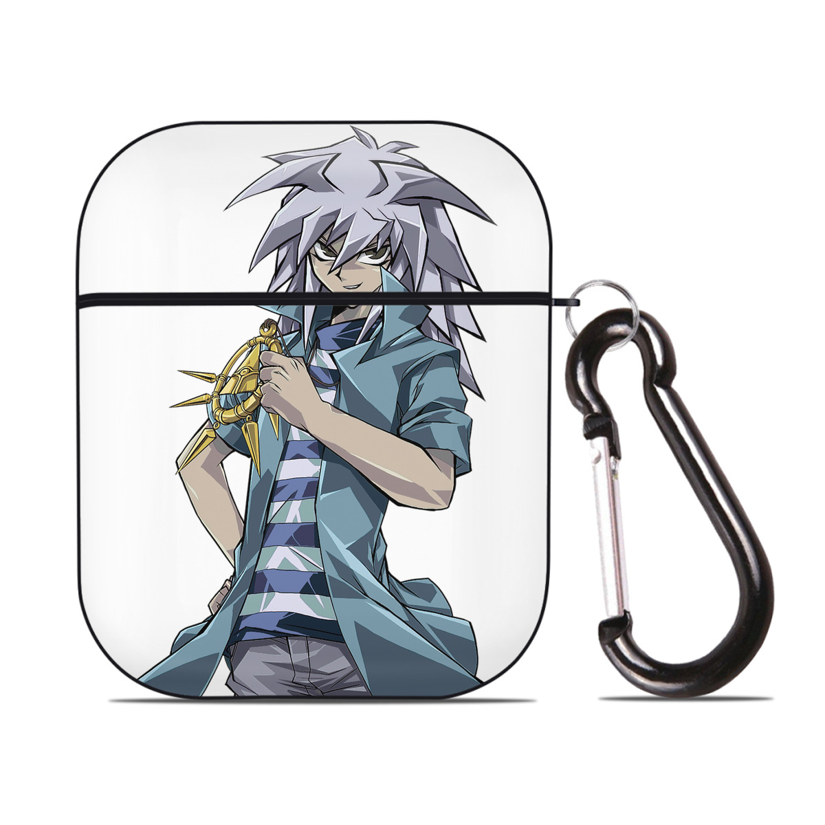 （画像用） 遊☆戯☆王 Yu-Gi-Oh! AirPods 第2世代保護ケース ハードシェル ブラック 耐衝撃・防指紋・カラビナ付き
