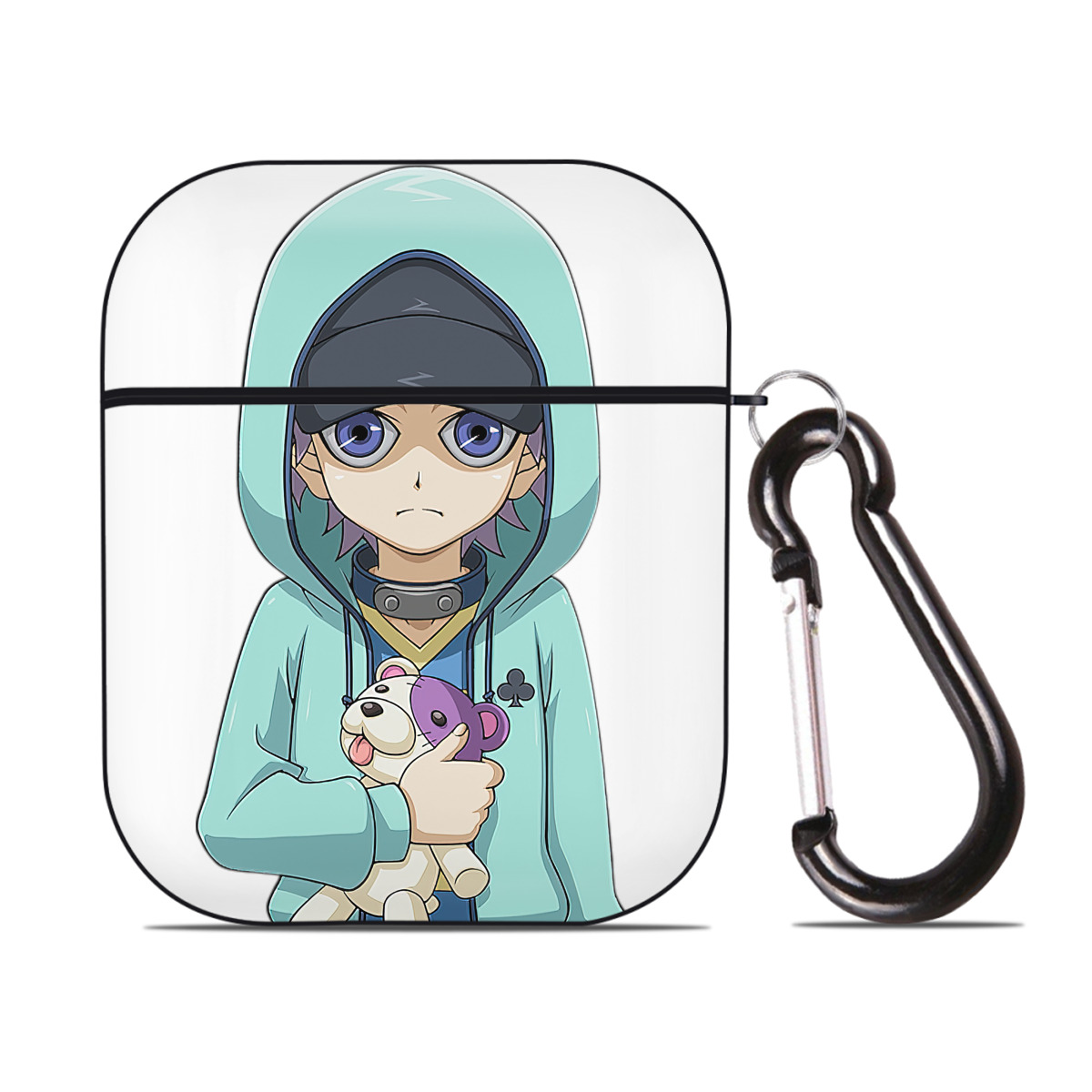 （画像用） 遊☆戯☆王 Yu-Gi-Oh! AirPods 第2世代保護ケース ハードシェル ブラック 耐衝撃・防指紋・カラビナ付き