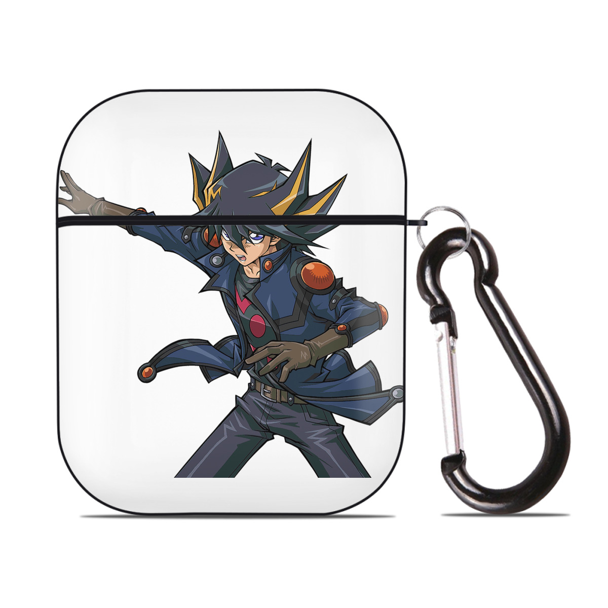（画像用） 遊☆戯☆王 Yu-Gi-Oh! AirPods 第2世代保護ケース ハードシェル ブラック 耐衝撃・防指紋・カラビナ付き