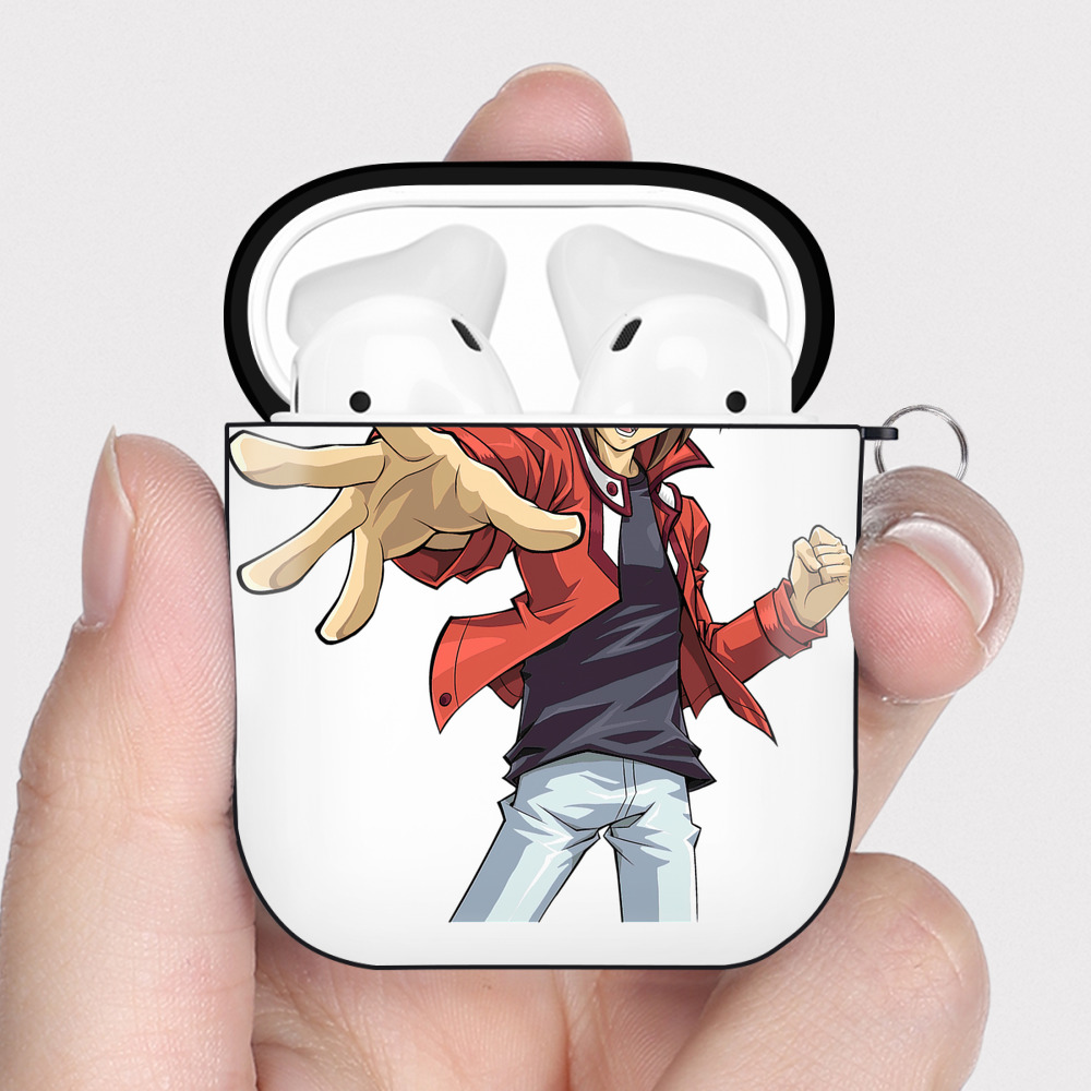 （画像用） 遊☆戯☆王 Yu-Gi-Oh! AirPods 第2世代保護ケース ハードシェル ブラック 耐衝撃・防指紋・カラビナ付き