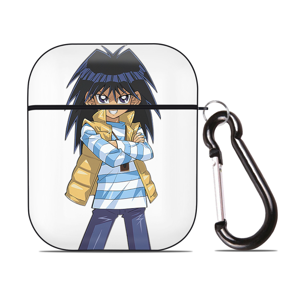 （画像用） 遊☆戯☆王 Yu-Gi-Oh! AirPods 第2世代保護ケース ハードシェル ブラック 耐衝撃・防指紋・カラビナ付き