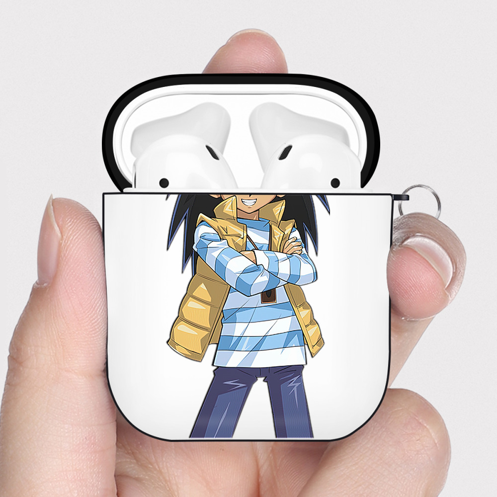 （画像用） 遊☆戯☆王 Yu-Gi-Oh! AirPods 第2世代保護ケース ハードシェル ブラック 耐衝撃・防指紋・カラビナ付き