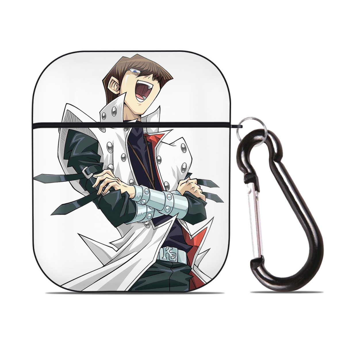 （画像用） 遊☆戯☆王 Yu-Gi-Oh! AirPods 第2世代保護ケース ハードシェル ブラック 耐衝撃・防指紋・カラビナ付き