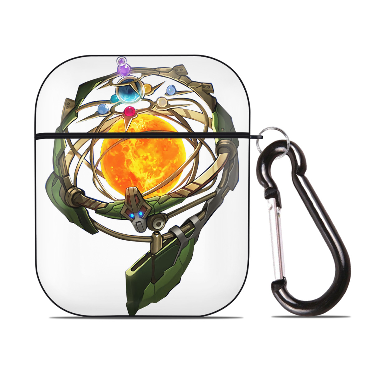 （画像用） 遊☆戯☆王 Yu-Gi-Oh! AirPods 第2世代保護ケース ハードシェル ブラック 耐衝撃・防指紋・カラビナ付き
