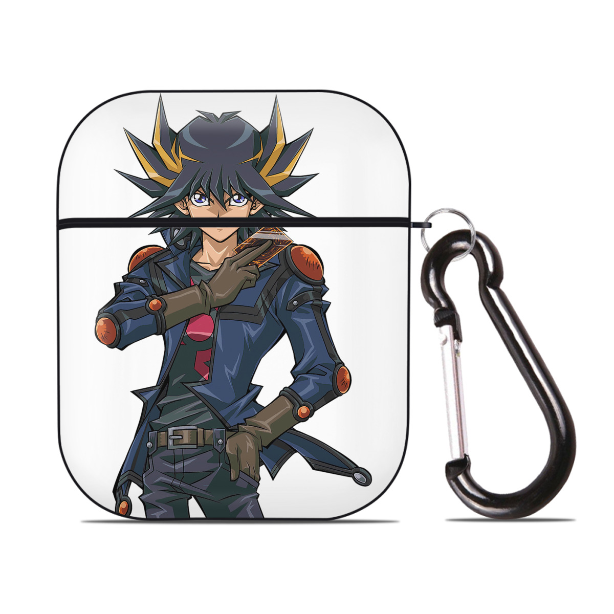 （画像用） 遊☆戯☆王 Yu-Gi-Oh! AirPods 第2世代保護ケース ハードシェル ブラック 耐衝撃・防指紋・カラビナ付き