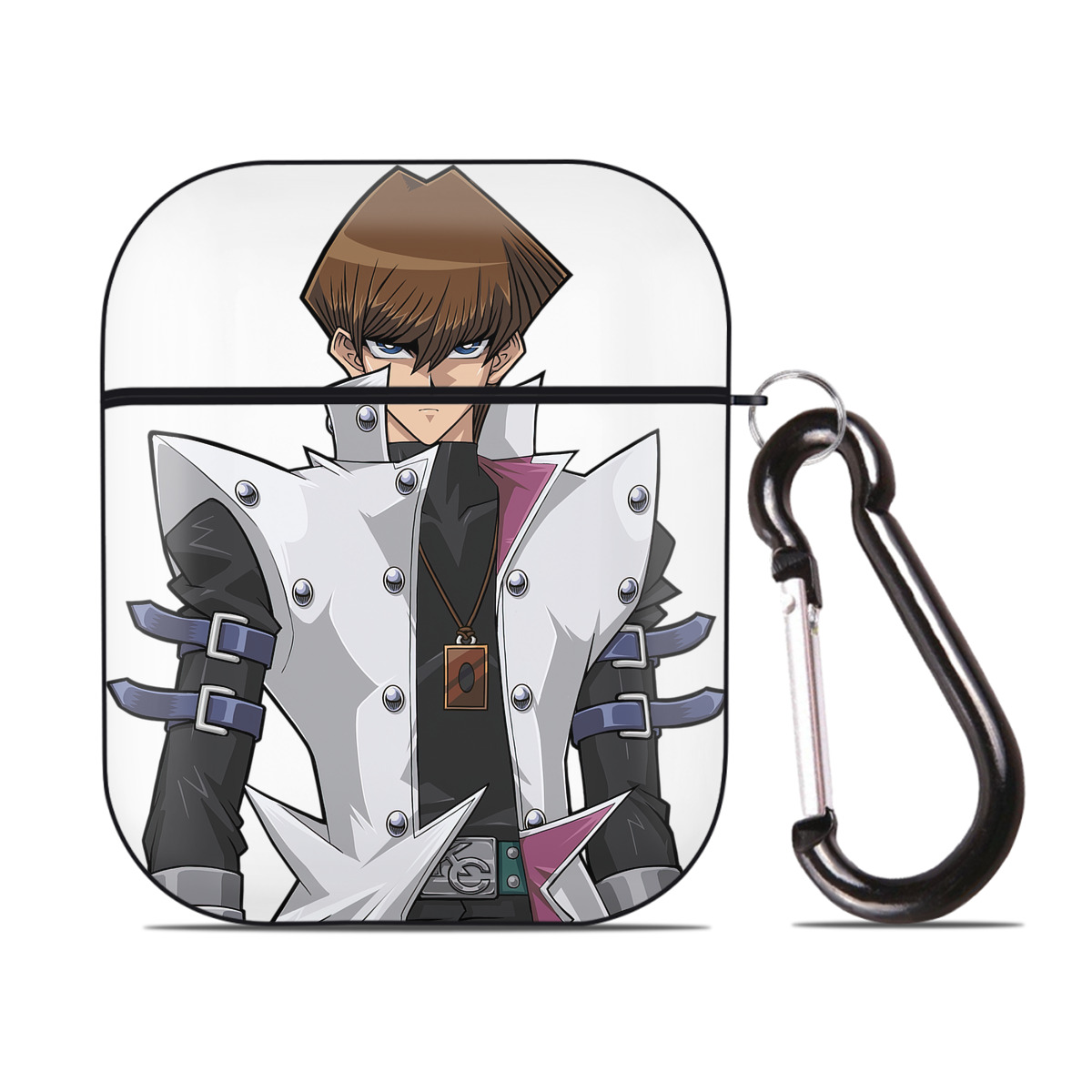 （画像用） 遊☆戯☆王 Yu-Gi-Oh! AirPods 第2世代保護ケース ハードシェル ブラック 耐衝撃・防指紋・カラビナ付き