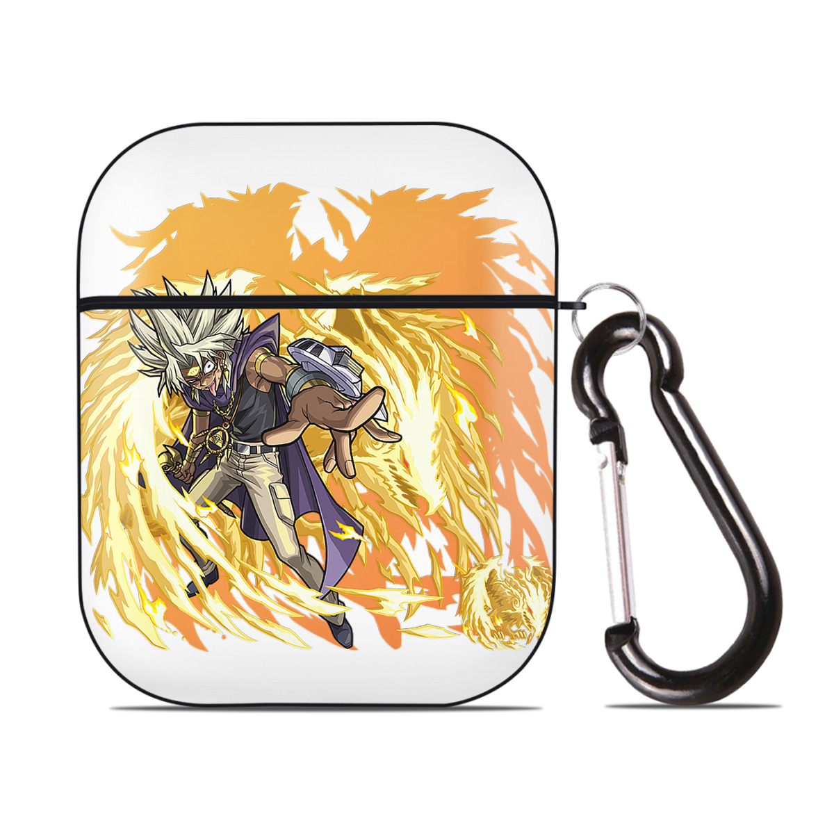 （画像用） 遊☆戯☆王 Yu-Gi-Oh! AirPods 第2世代保護ケース ハードシェル ブラック 耐衝撃・防指紋・カラビナ付き