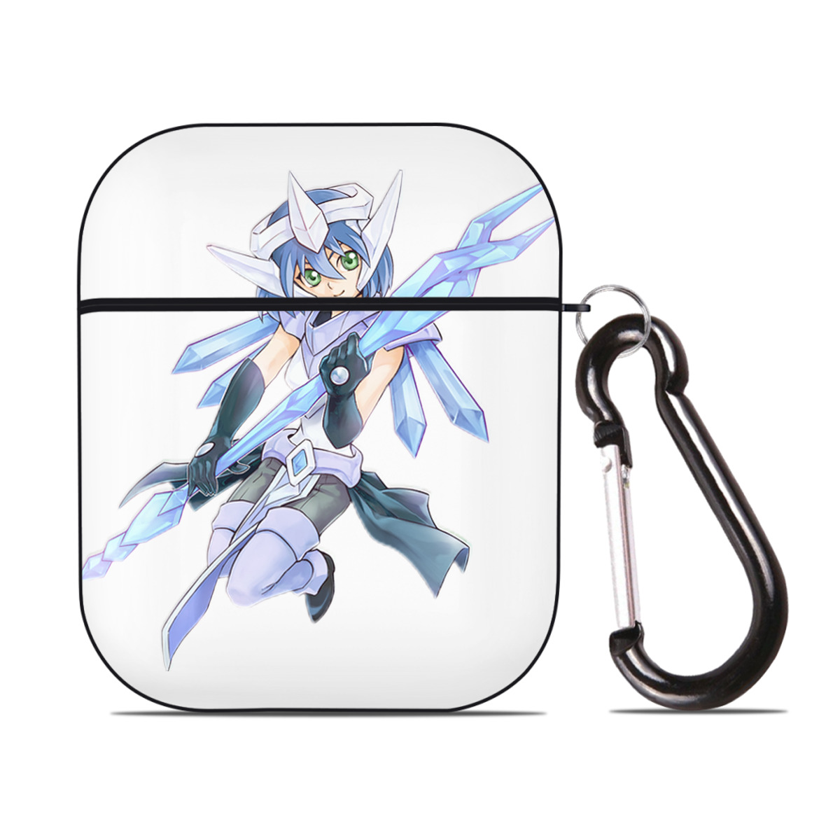 （画像用） 遊☆戯☆王 Yu-Gi-Oh! AirPods 第2世代保護ケース ハードシェル ブラック 耐衝撃・防指紋・カラビナ付き