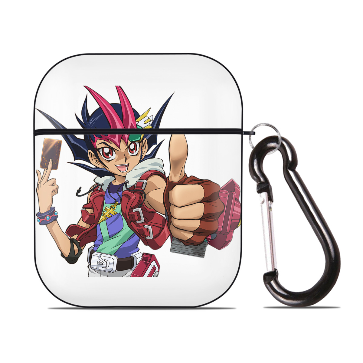 （画像用） 遊☆戯☆王 Yu-Gi-Oh! AirPods 第2世代保護ケース ハードシェル ブラック 耐衝撃・防指紋・カラビナ付き