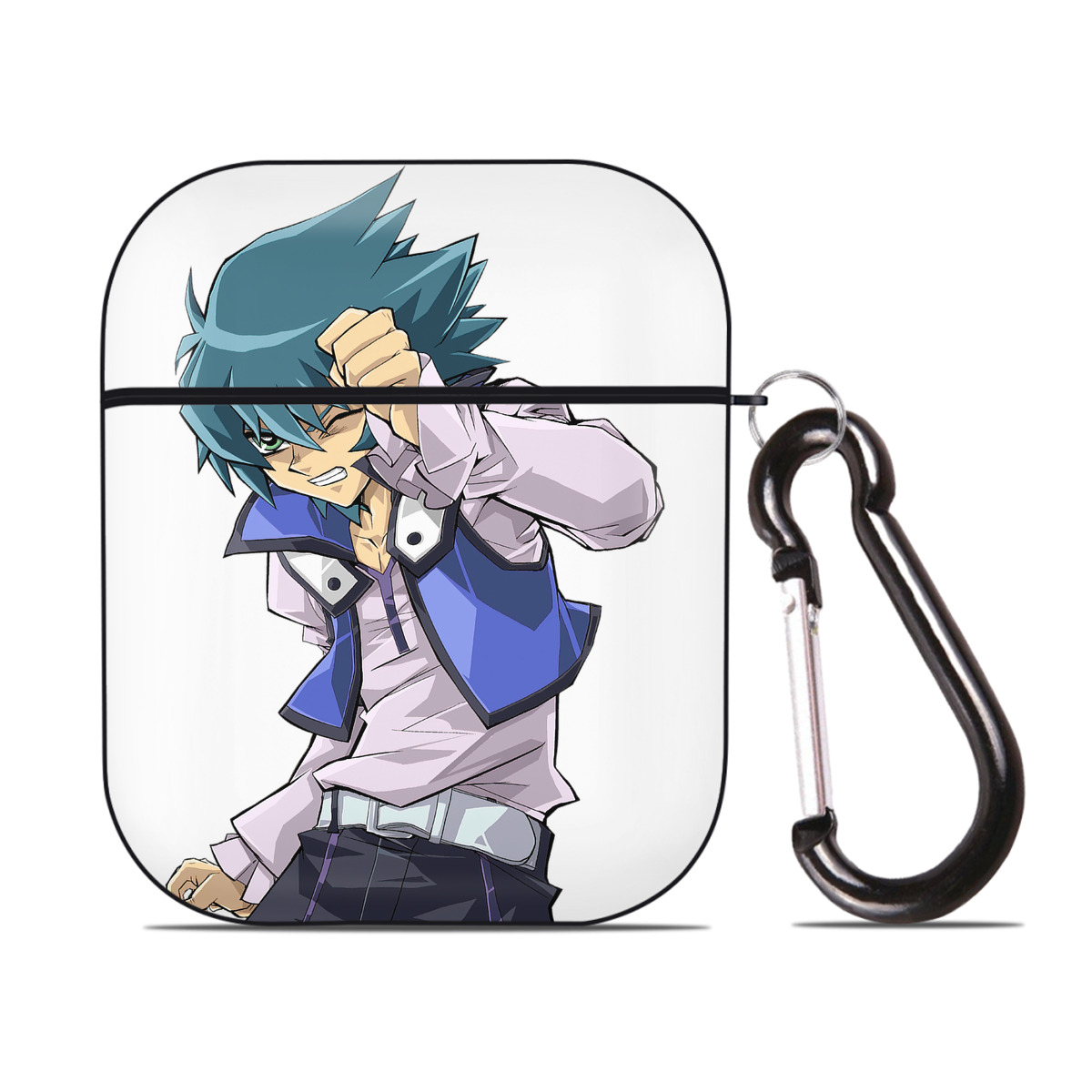 （画像用） 遊☆戯☆王 Yu-Gi-Oh! AirPods 第2世代保護ケース ハードシェル ブラック 耐衝撃・防指紋・カラビナ付き