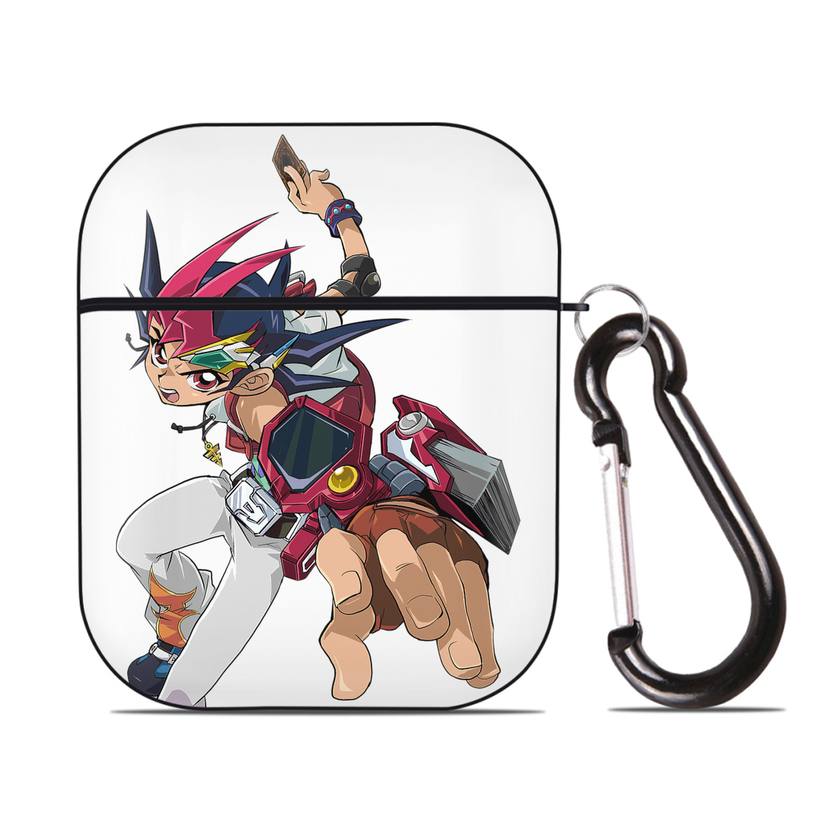 （画像用） 遊☆戯☆王 Yu-Gi-Oh! AirPods 第2世代保護ケース ハードシェル ブラック 耐衝撃・防指紋・カラビナ付き
