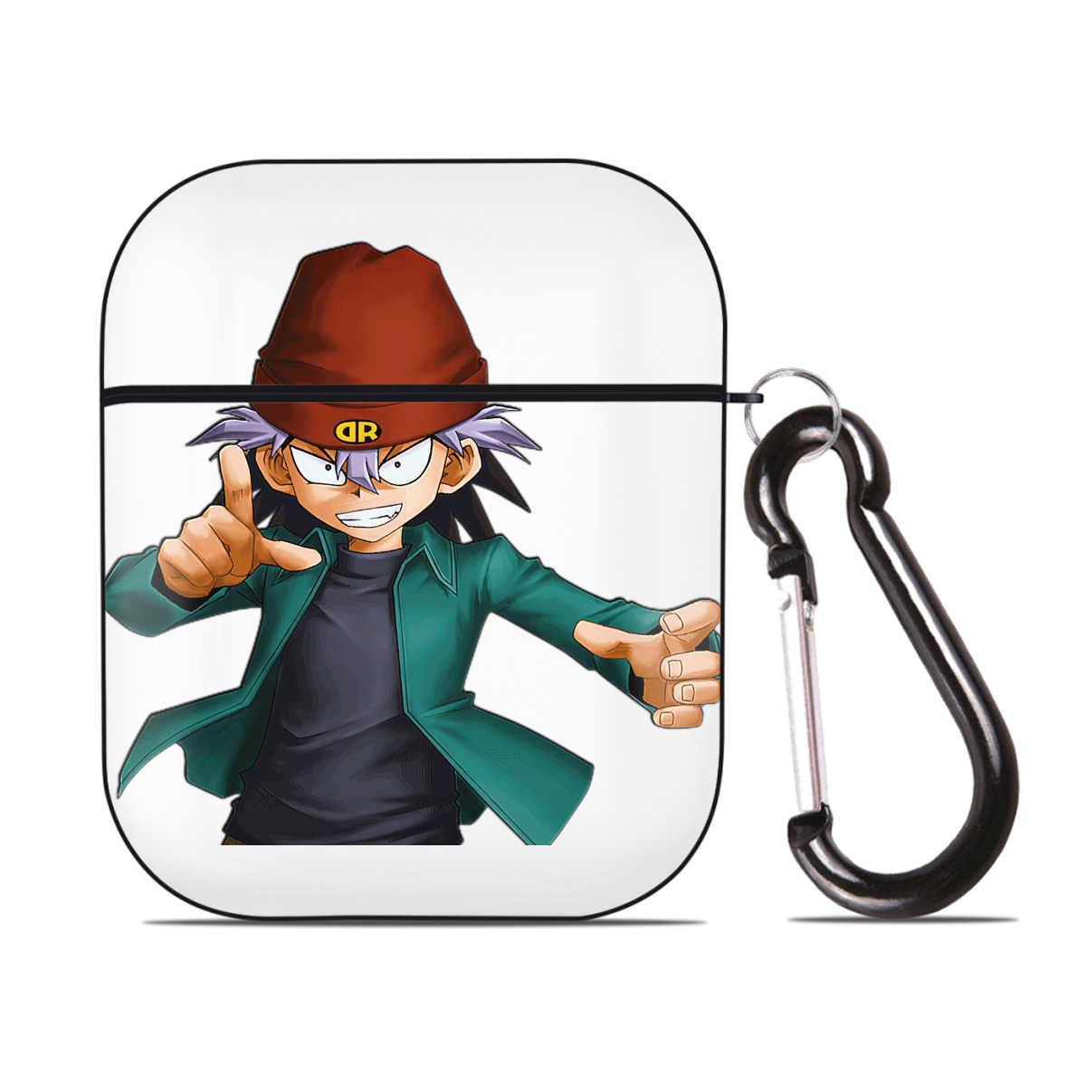 （画像用） 遊☆戯☆王 Yu-Gi-Oh! AirPods 第2世代保護ケース ハードシェル ブラック 耐衝撃・防指紋・カラビナ付き