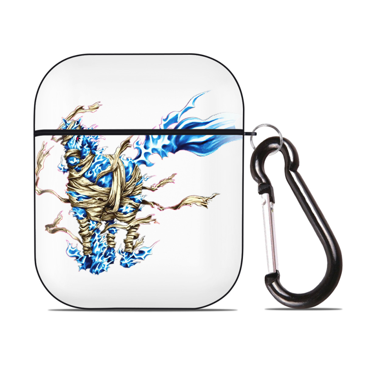 （画像用） 遊☆戯☆王 Yu-Gi-Oh! AirPods 第2世代保護ケース ハードシェル ブラック 耐衝撃・防指紋・カラビナ付き