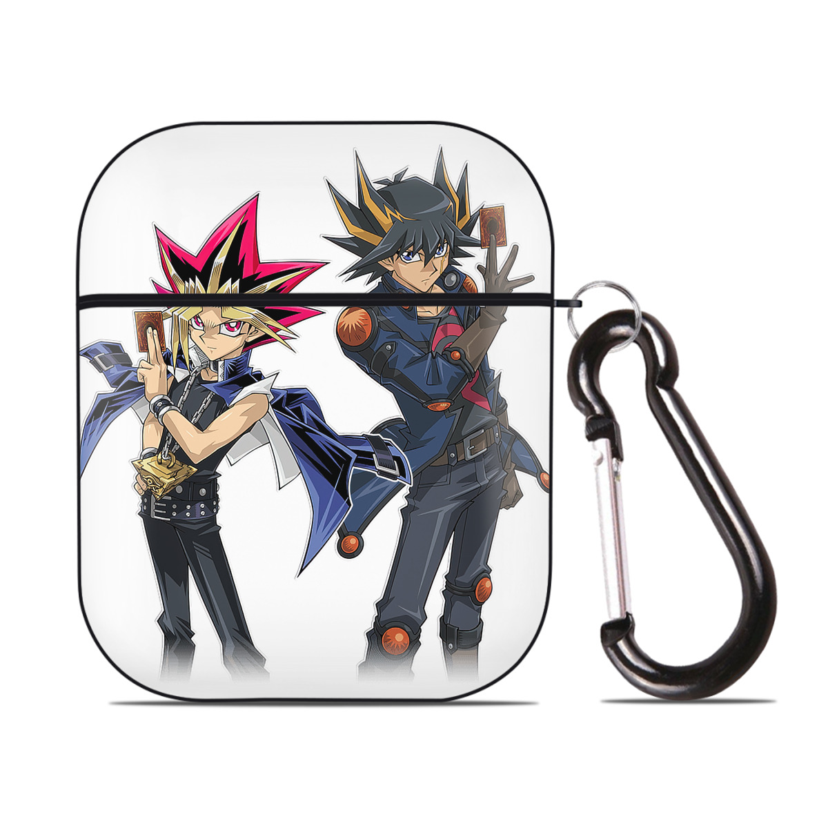 （画像用） 遊☆戯☆王 Yu-Gi-Oh! AirPods 第2世代保護ケース ハードシェル ブラック 耐衝撃・防指紋・カラビナ付き