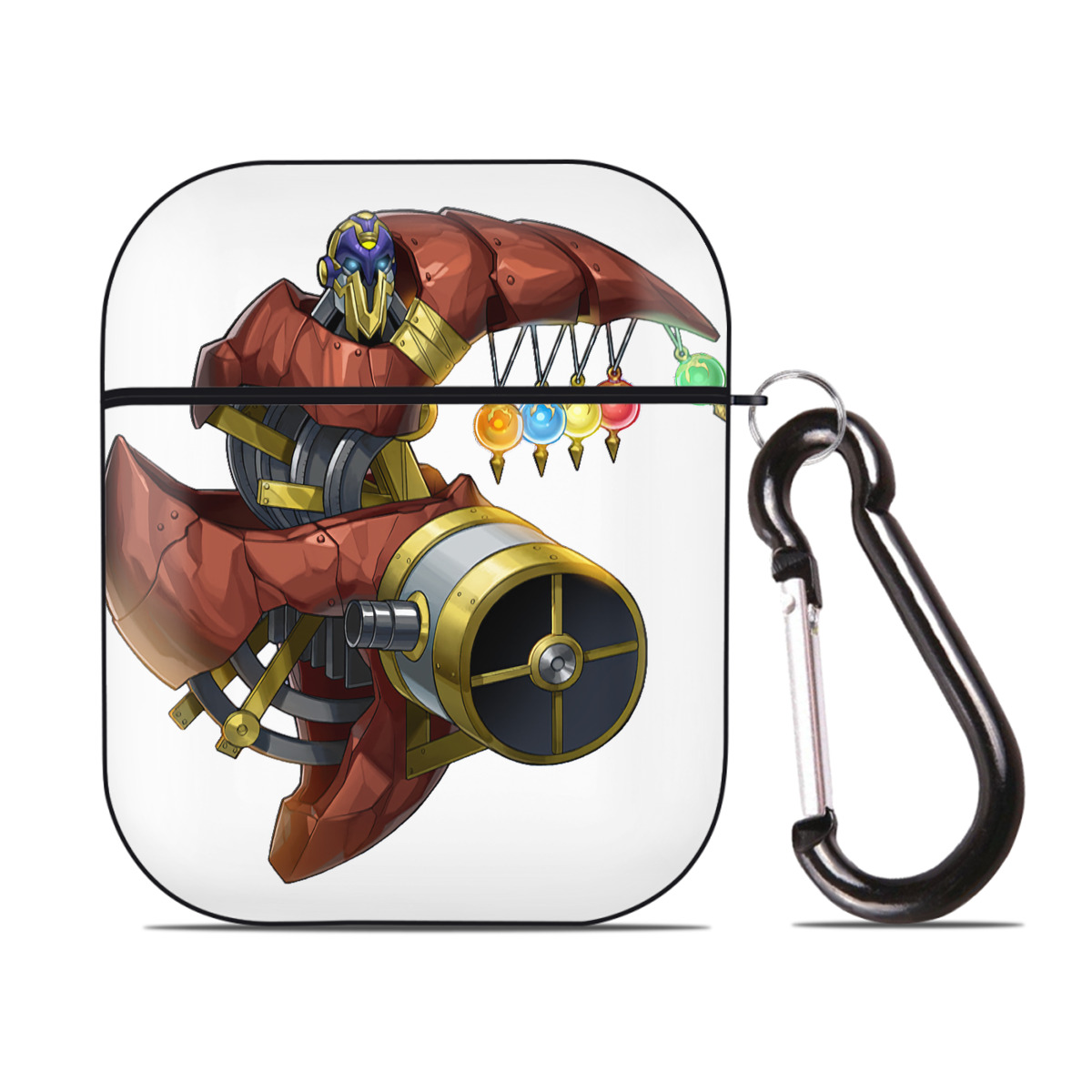（画像用） 遊☆戯☆王 Yu-Gi-Oh! AirPods 第2世代保護ケース ハードシェル ブラック 耐衝撃・防指紋・カラビナ付き